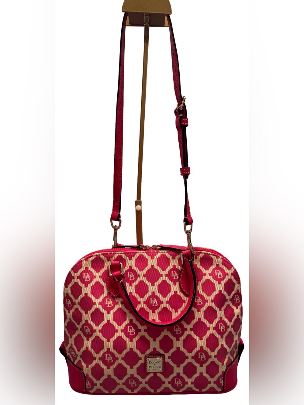 Dooney & Bourke Pink & Ivory Monogram Sanibel Dome Satchel - Picture 3 of 16